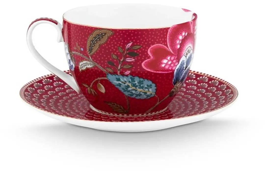 Pip Studio Blooming Tales Fantasy Kop & Schotel - 2x300ml - Rood