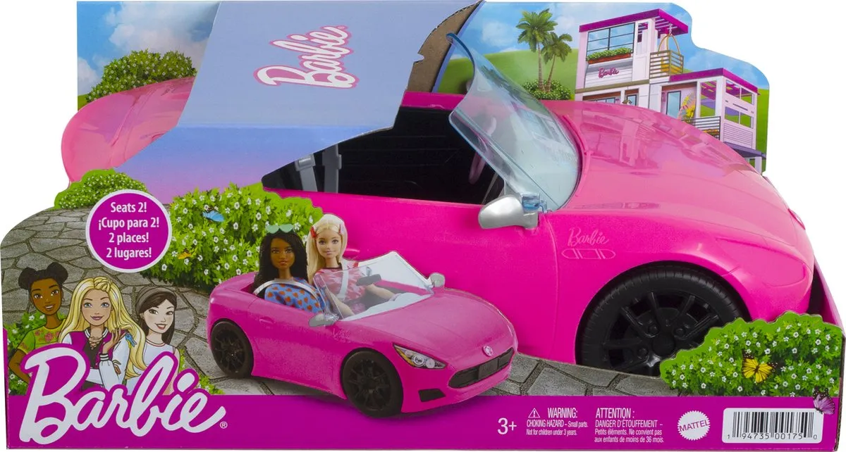 Barbie Glam Cabrio Auto HBT92 - Poppenvoertuig - Zwart/Roze