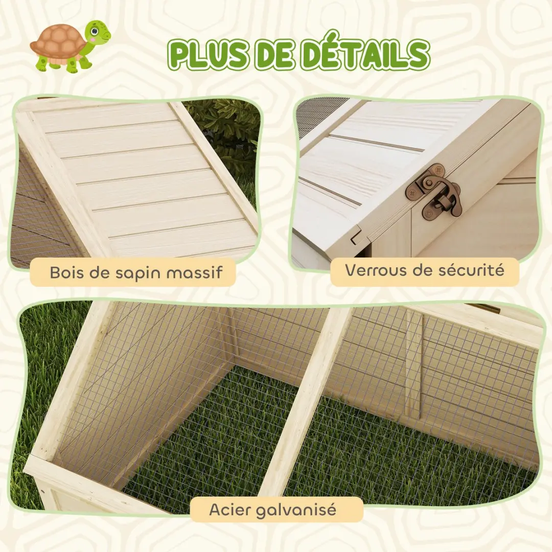 Pawhut Schildpaddenhuis Vurenhout 120x55x50cm