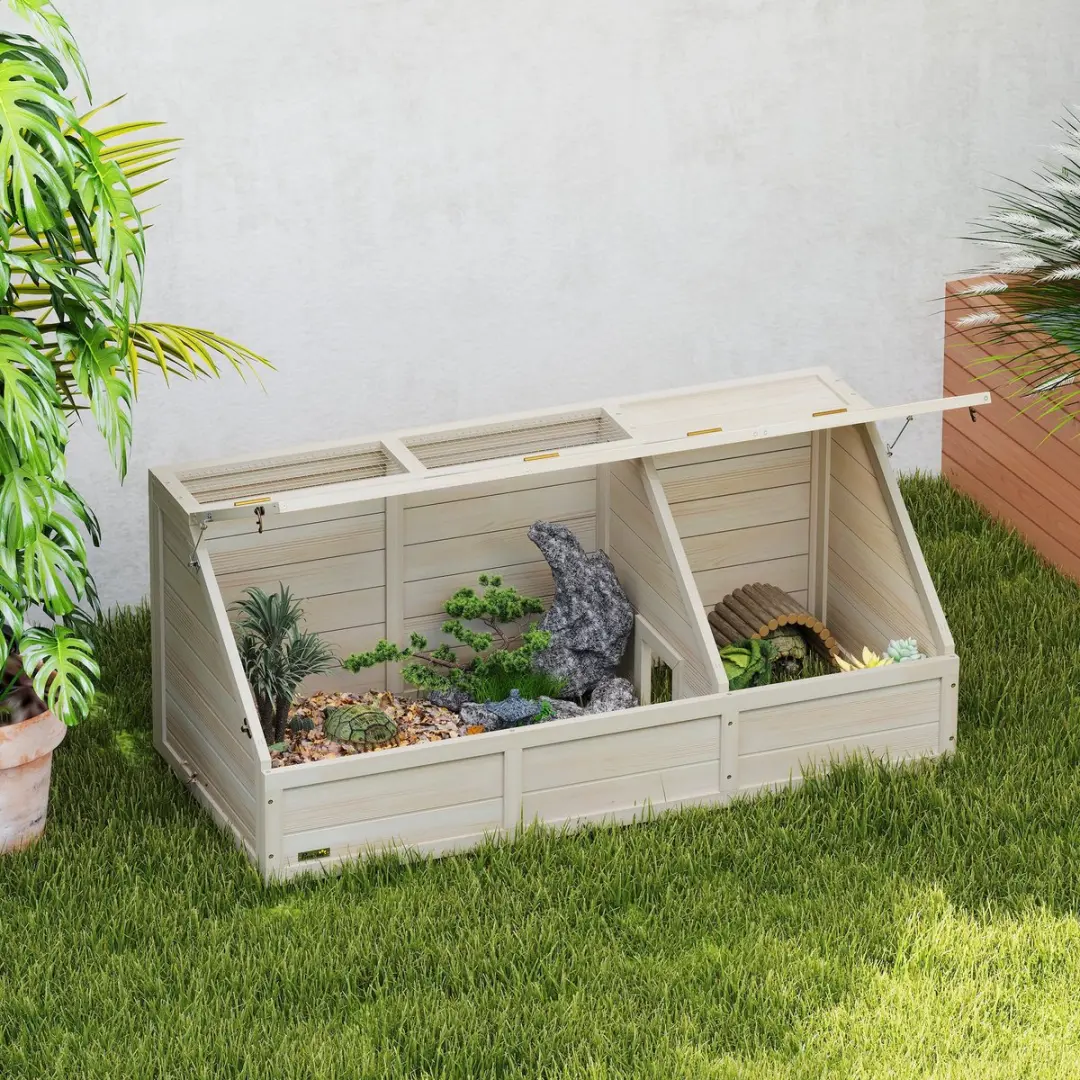 Pawhut Schildpaddenhuis Vurenhout 120x55x50cm