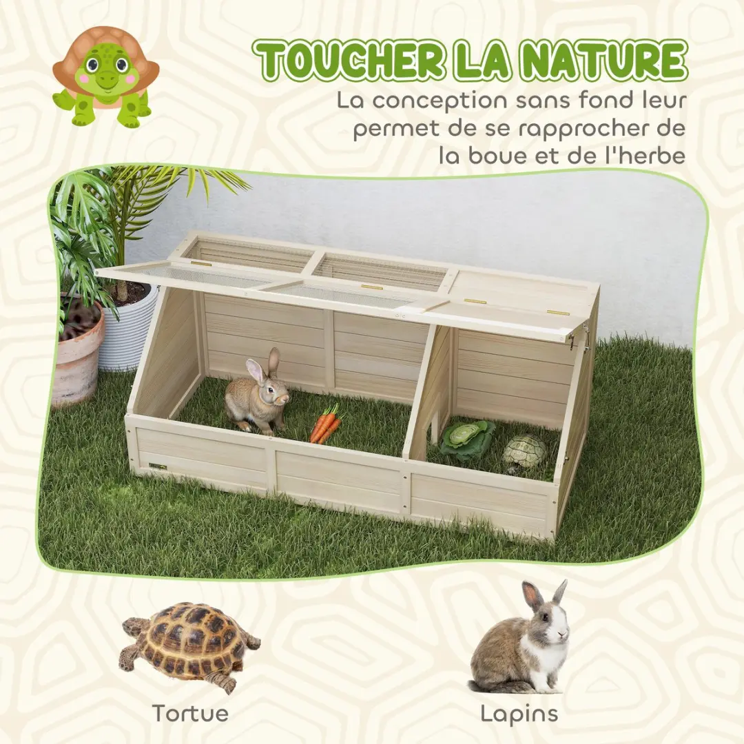 Pawhut Schildpaddenhuis Vurenhout 120x55x50cm