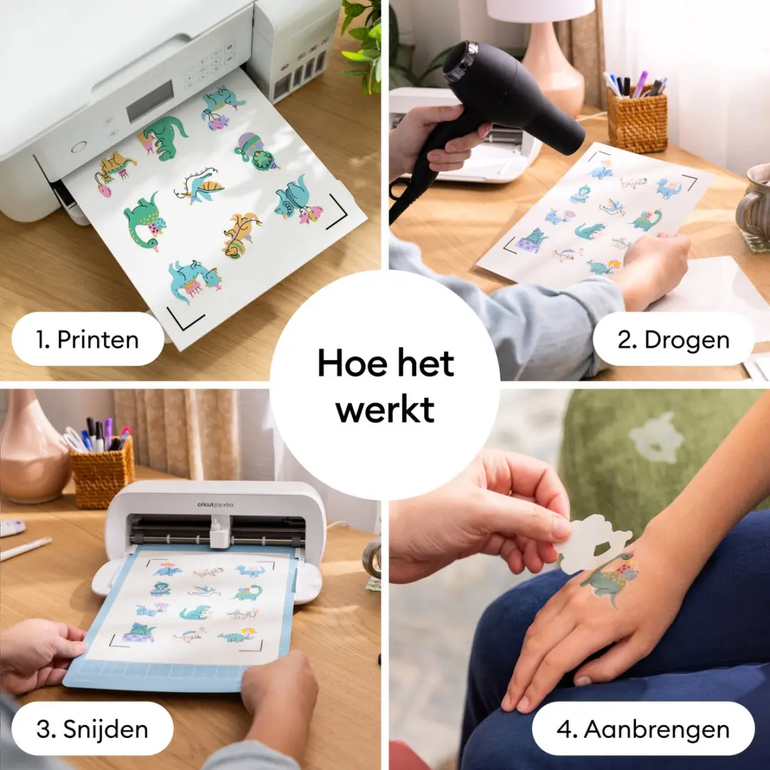 Cricut Printbare Vellen Tijdelijke Tatoeages A4 - 3 Stuks Transparant - afbeelding 2 van 6