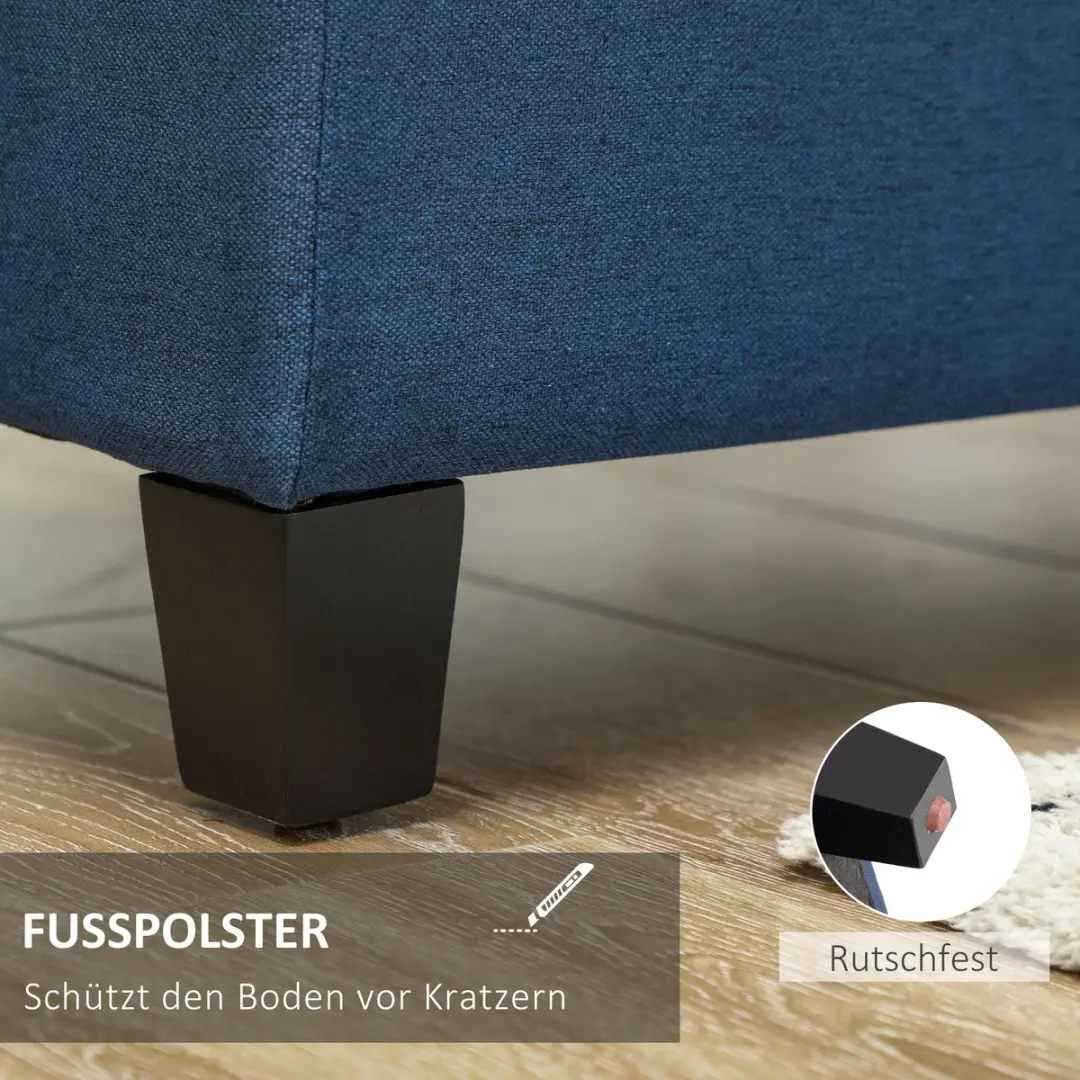 Homcom Opbergottoman Blauw 125L - Eucalyptushout