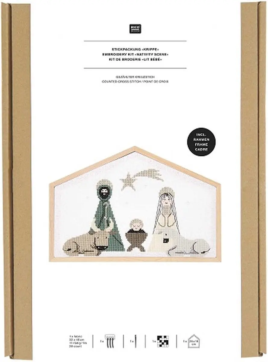 Rico Design Kerststal Borduurpakket 100182