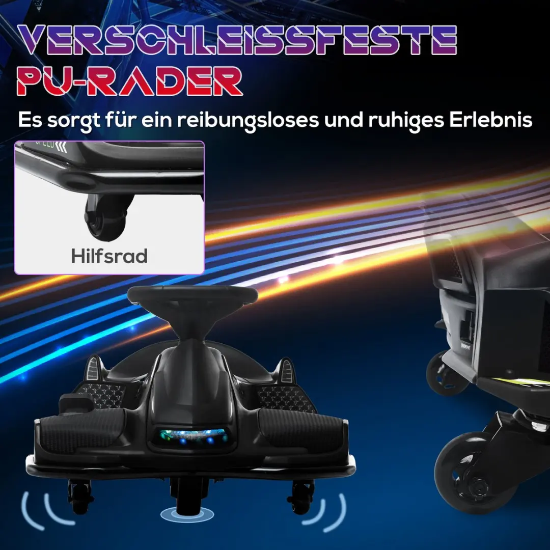 Homcom Elektrische Kart 90L x 53B x 99H cm - Zwart - afbeelding 6 van 6