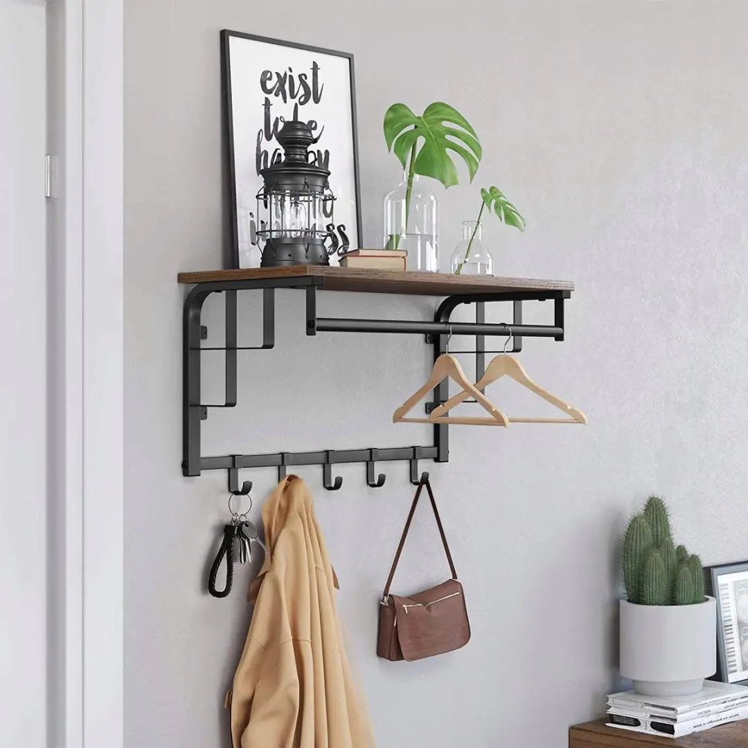 Songmics Industriële Wandplank Rustiek Loft - Mantel & Kostuum