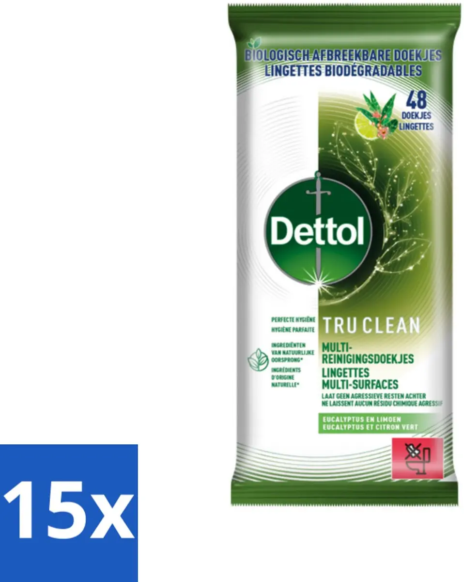 Dettol Tru Clean Reinigingsdoekjes Eucalyptus & Lime