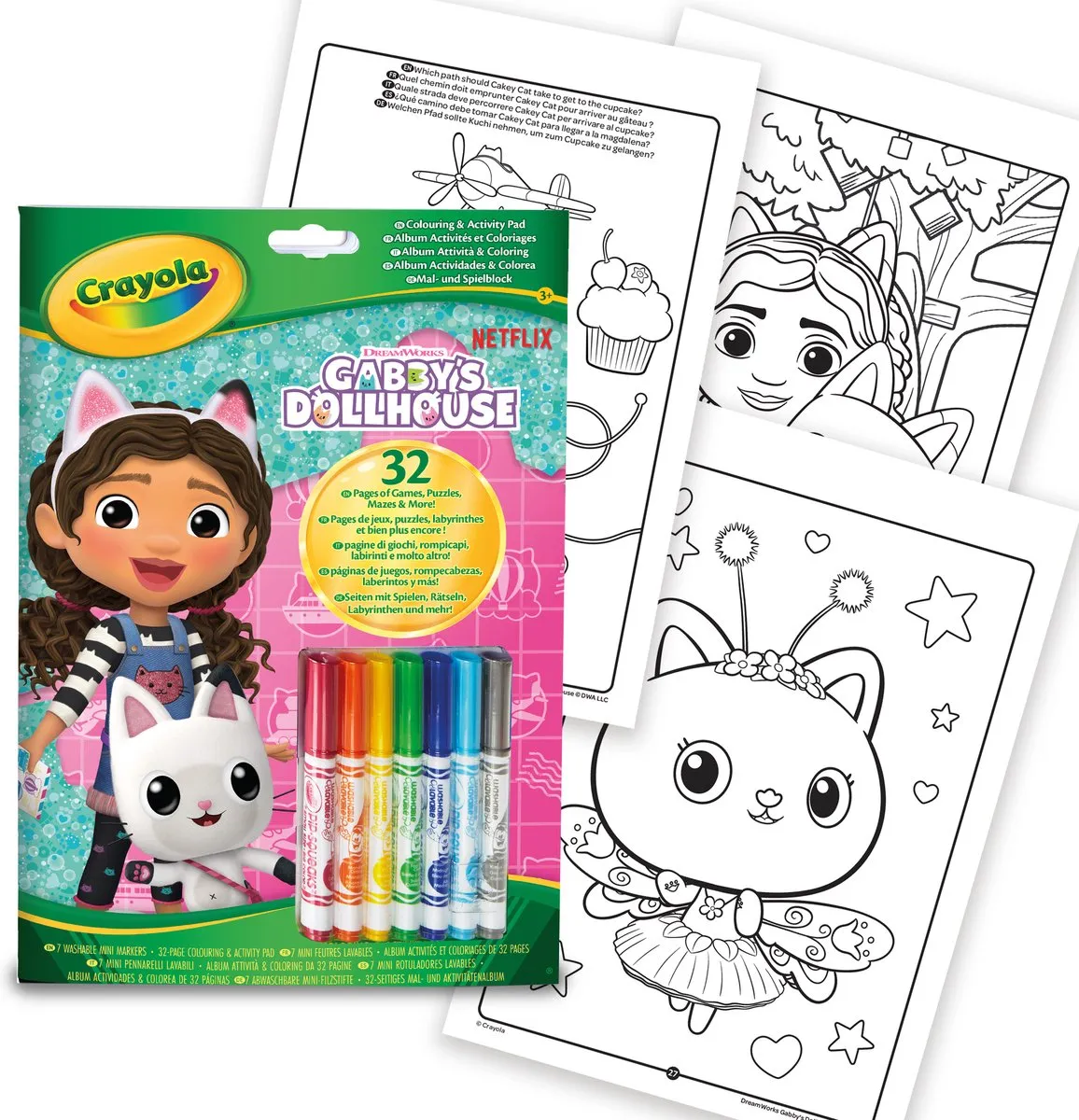 Crayola Gabby's Poppenhuis Kleurboek - 32 Pagina's - 7 Mini Viltstiften