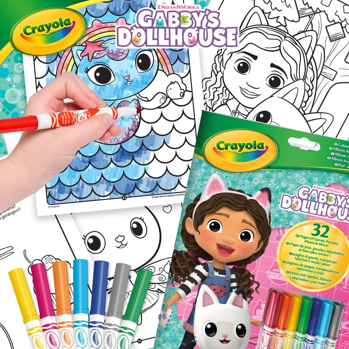 Crayola Gabby's Poppenhuis Kleurboek - 32 Pagina's - 7 Mini Viltstiften