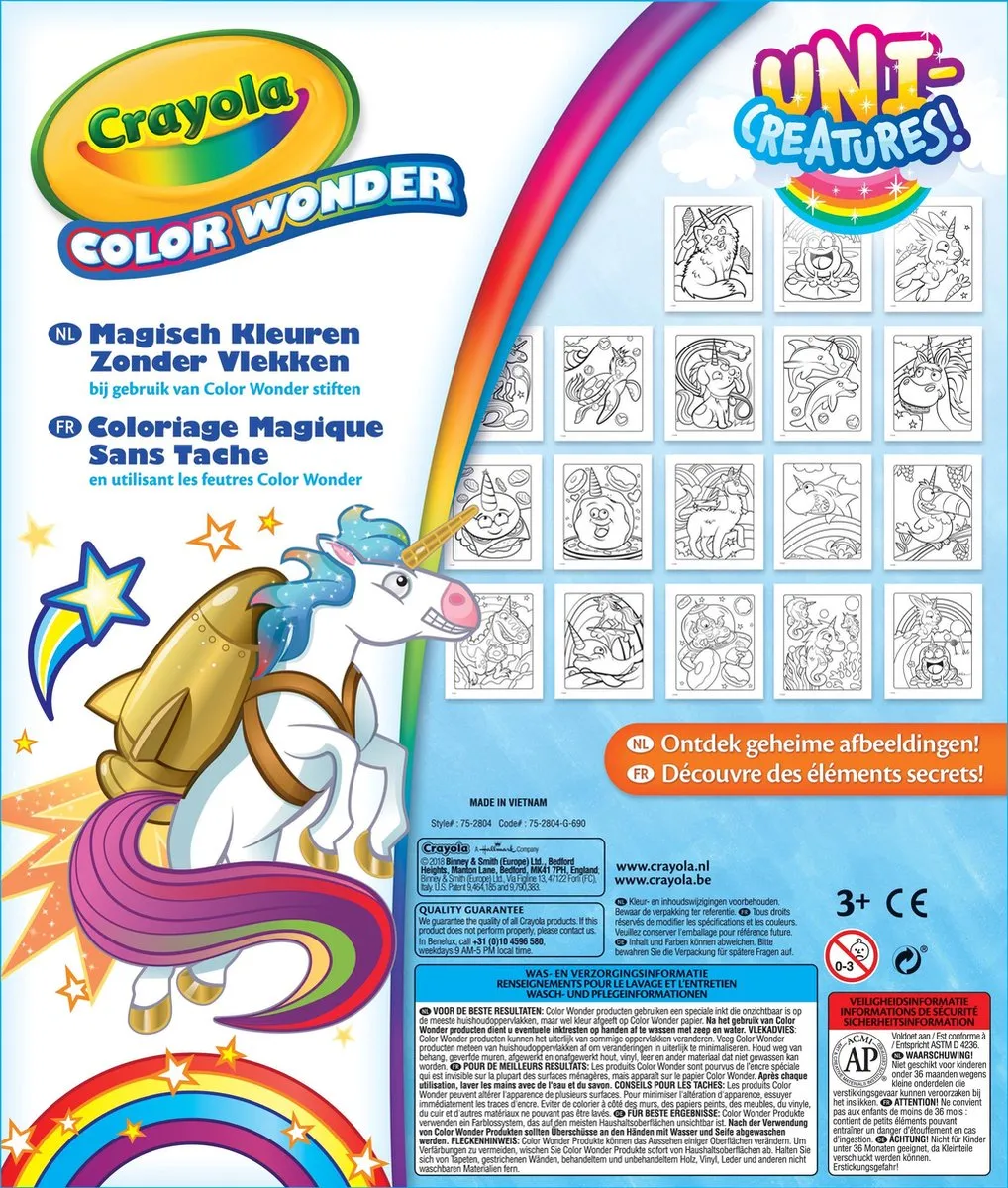 Crayola Color Wonder Eenhoorns Kleurboek - 18 Pagina's + 5 Viltstiften