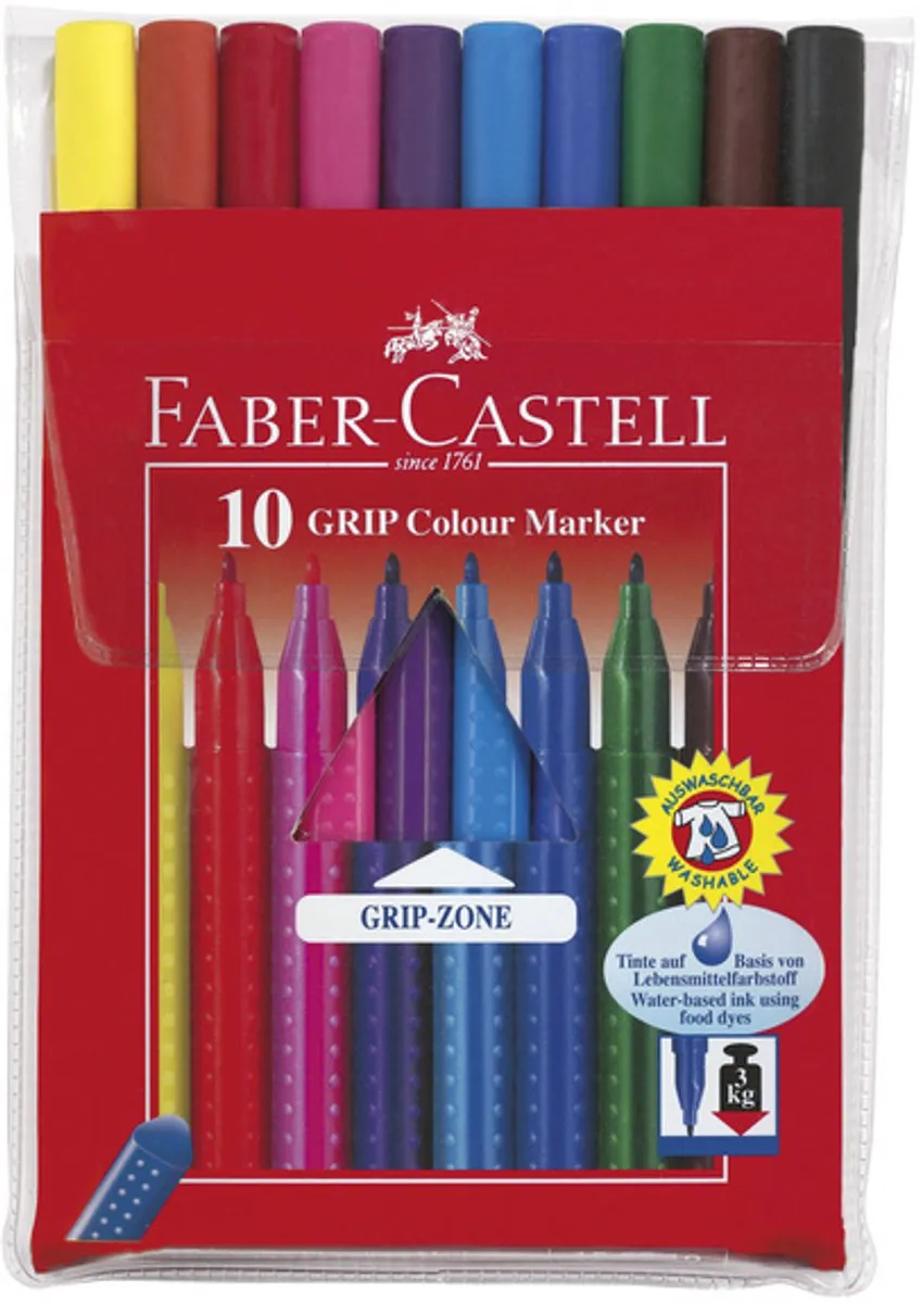Faber-Castell GRIP Colour Viltstiften - 10 Stuks