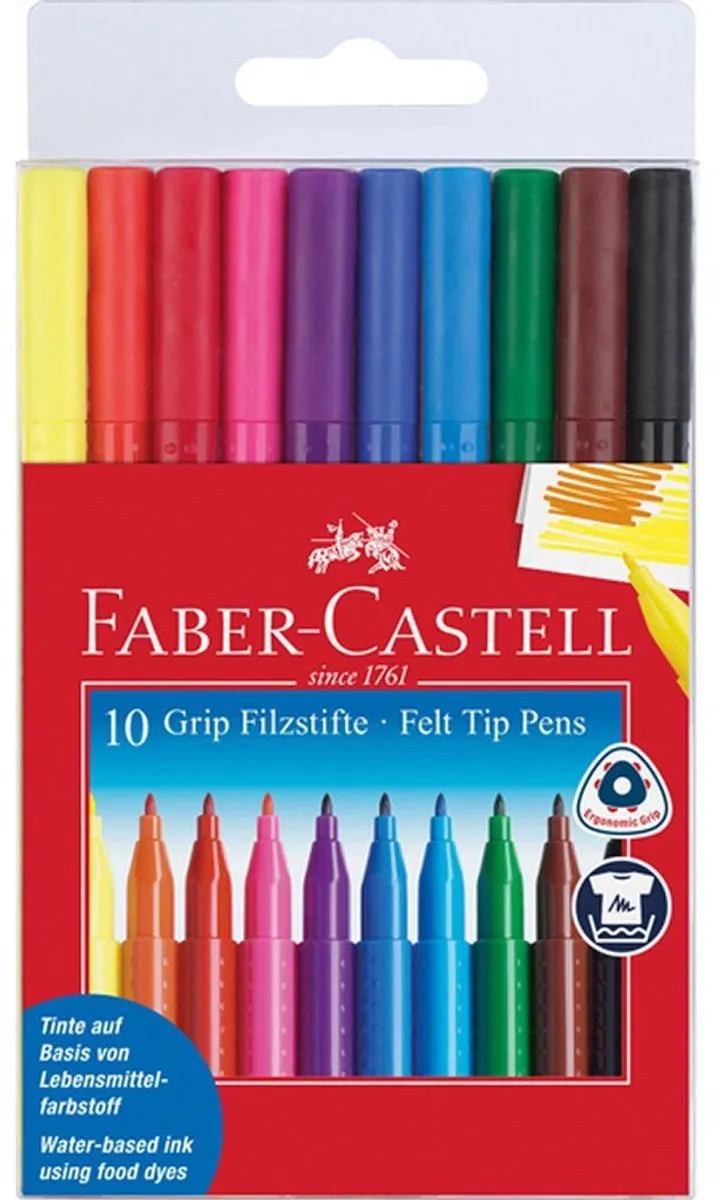 Faber-Castell GRIP Colour Viltstiften - 10 Stuks