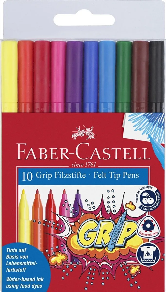Faber-Castell GRIP Colour Viltstiften - 10 Stuks