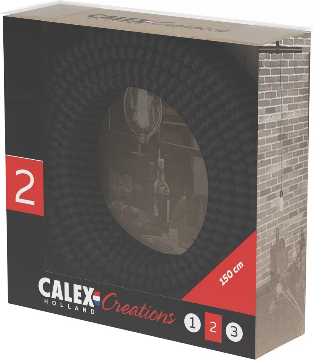 Calex Textielsnoer 2-aderig 1,5m - Zwart/Grijs