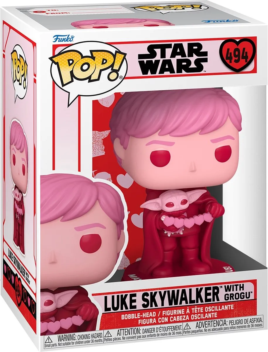 Funko Star Wars Valentine POP! Luke & Grogu - 9cm - Roze