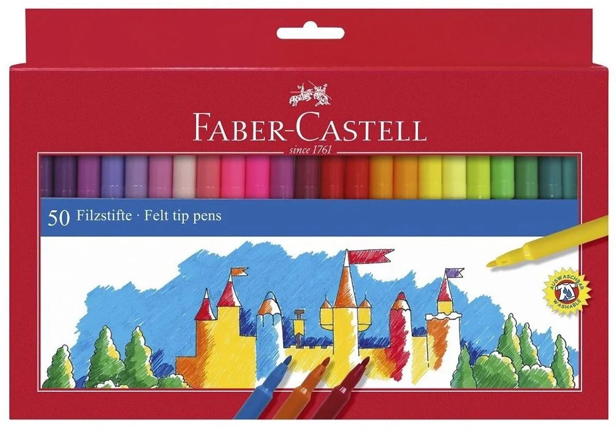 Faber-Castell FC-554250 Viltstiften - 50 Stuks Multicolor