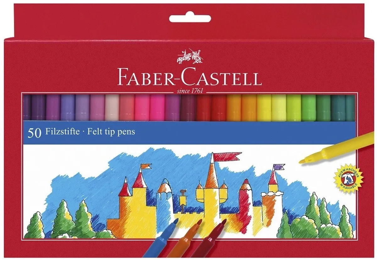Faber-Castell FC-554250 Viltstiften - 50 Stuks Multicolor