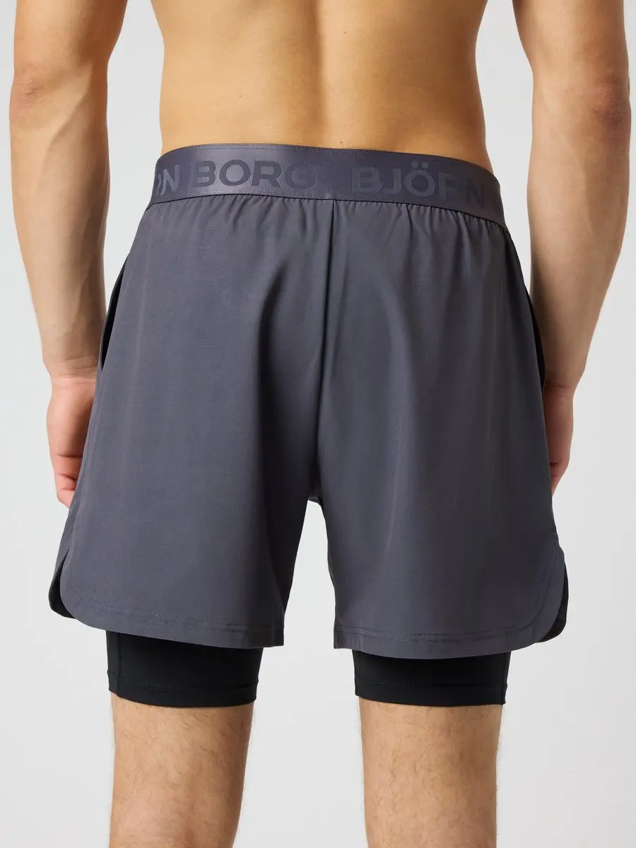 Björn Borg 2-in-1 Sportbroek Heren - Asphalt Grijs - Maat L
