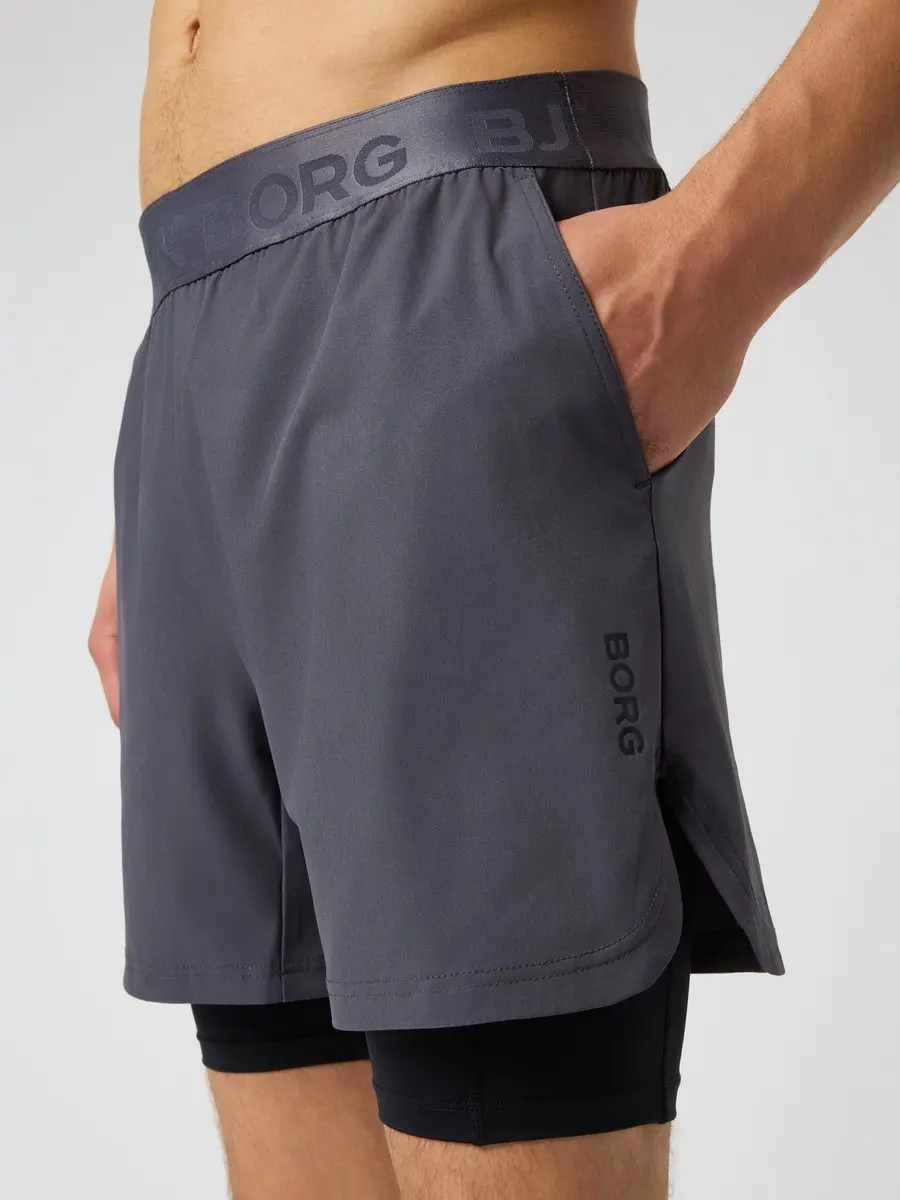 Björn Borg 2-in-1 Sportbroek Heren - Asphalt Grijs - Maat L