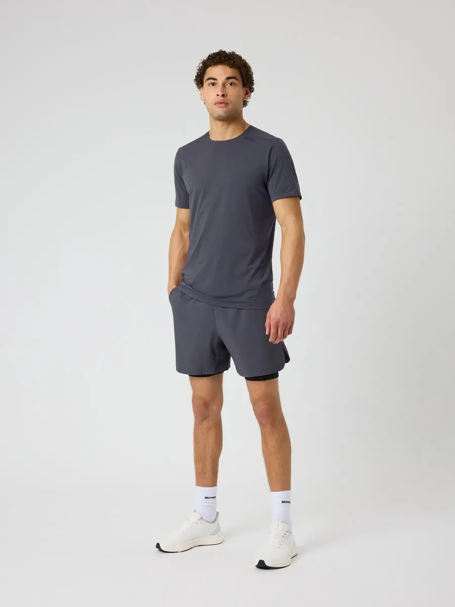 Björn Borg 2-in-1 Sportbroek Heren - Asphalt Grijs - Maat L