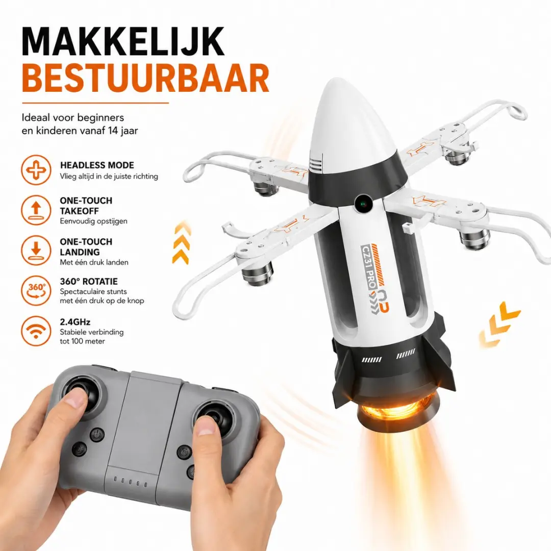 RedParrot Starship Afstandsbestuurbare Raket - Wit