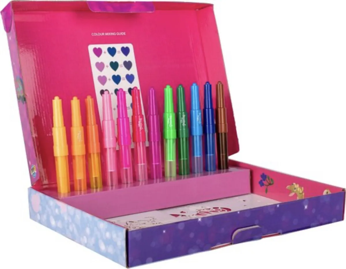 Disney Princess Spraypennen Deluxe Set - 12 Stuks - 16 Stencils
