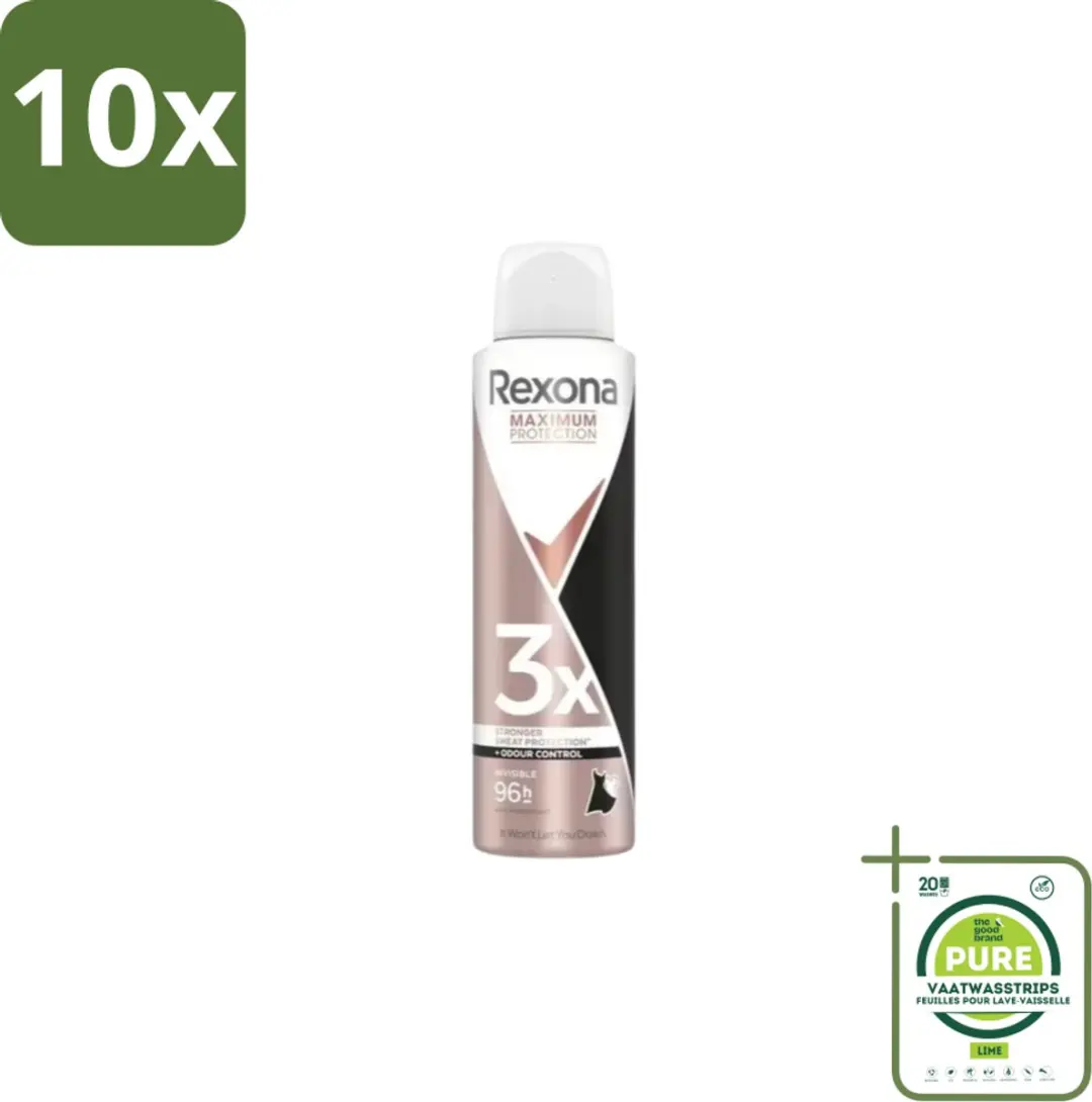 Rexona Maximum Protection Invisible Deodorant Spray 150ml - 10 Stuks