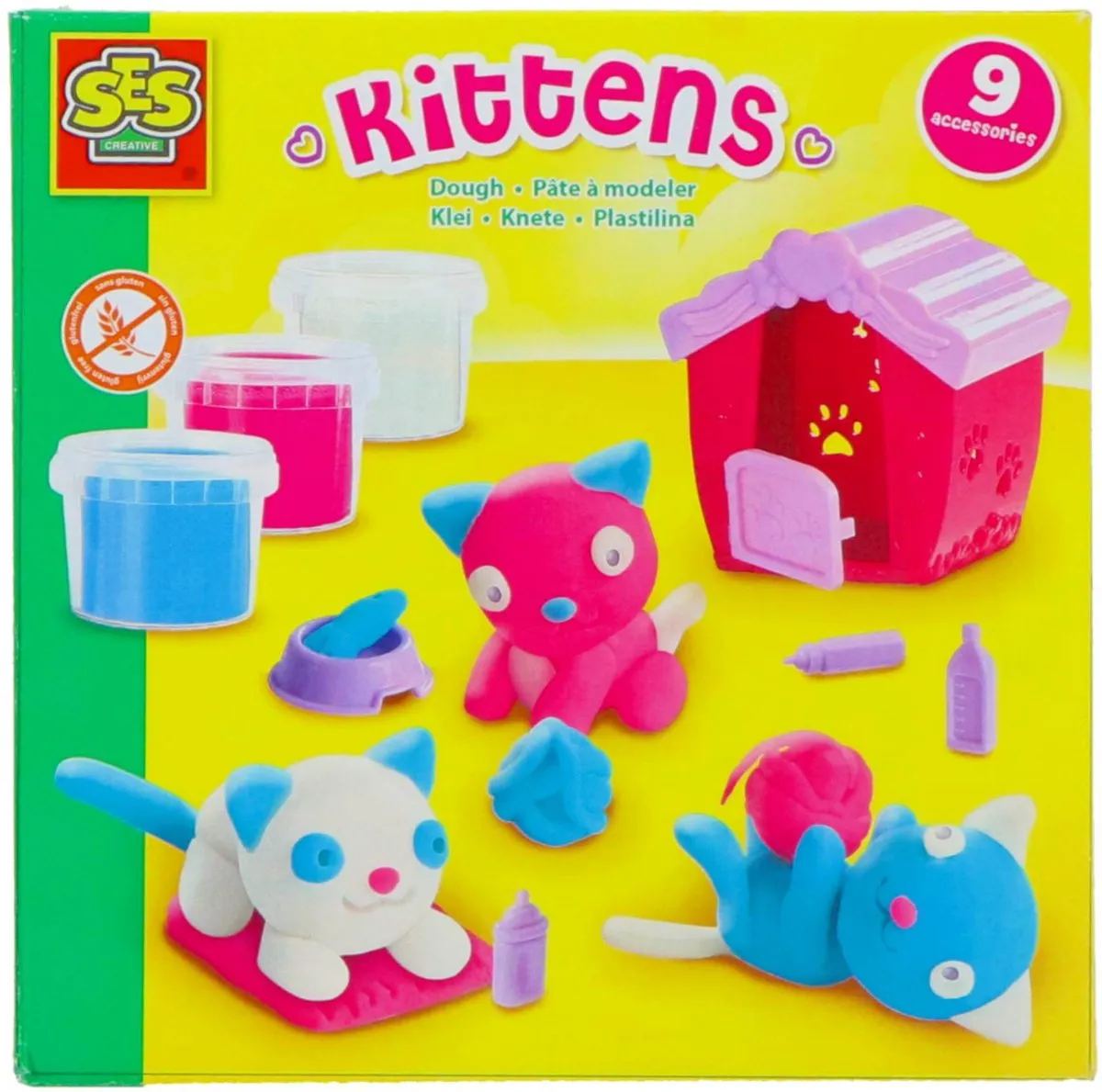 SES Creative Kittens Klei Kitten Set - 3 Stuks