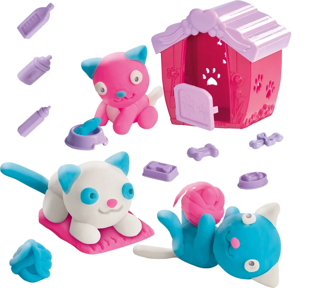 SES Creative Kittens Klei Kitten Set - 3 Stuks - afbeelding 6 van 6