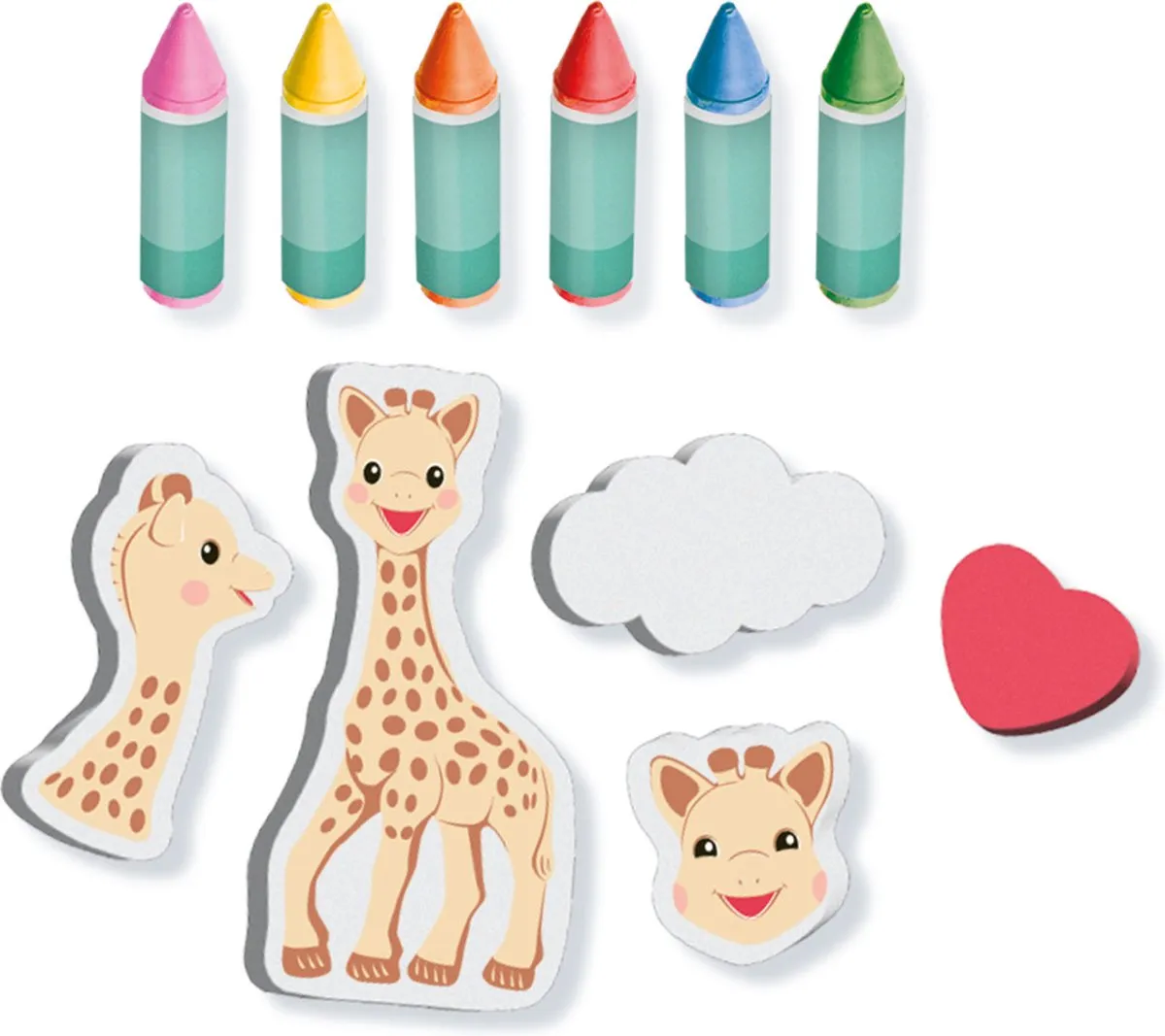 SES Creative Sophie la girafe Badkrijtjes met vormen - 11 Stuks