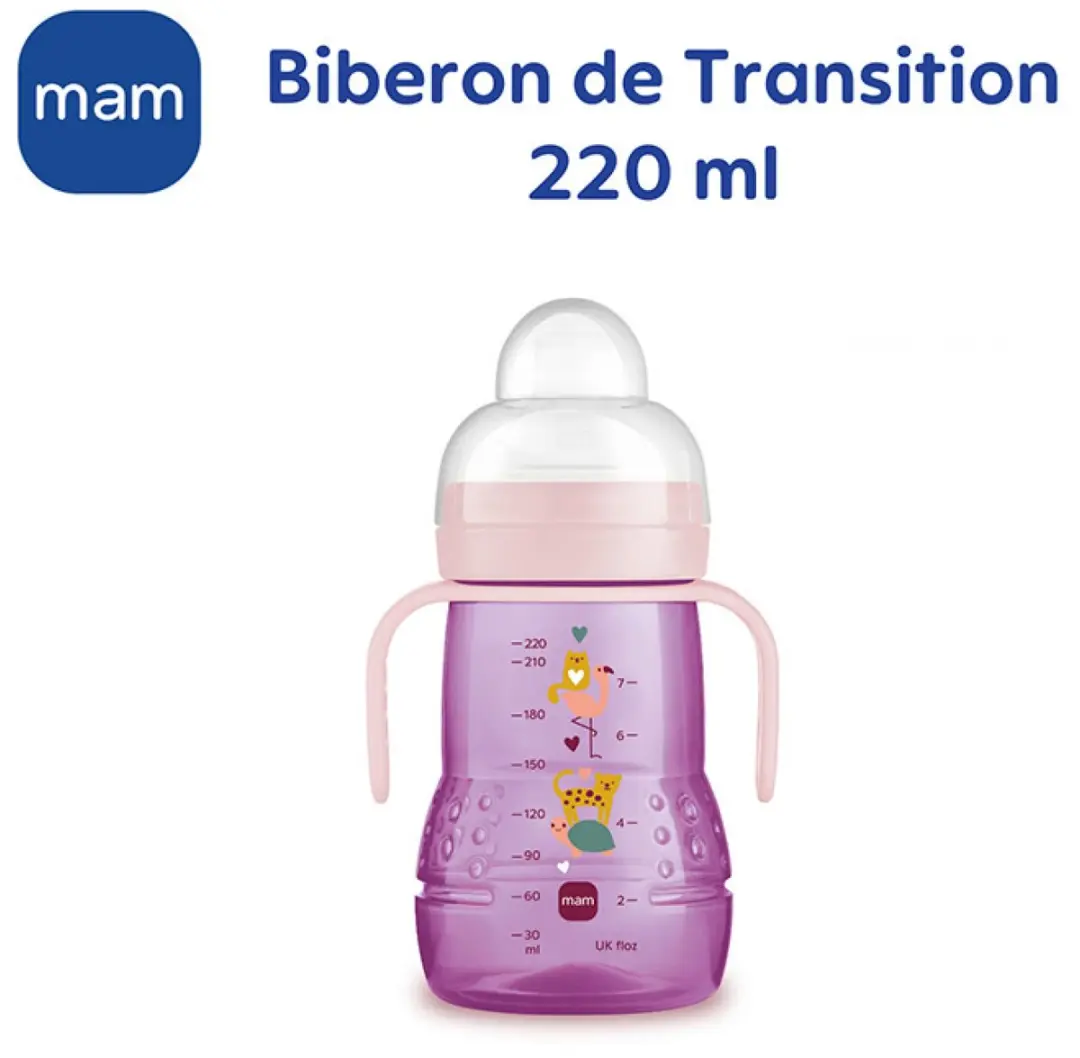 MAM Overgangsfles 220ml - Roos - 2 Stuks