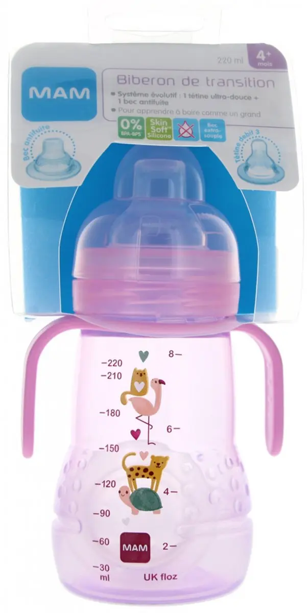 MAM Overgangsfles 220ml - Roos - 2 Stuks
