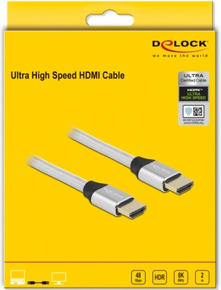 Delock HDMI 2.1 Kabel 8K 60Hz - 2m - Zilver