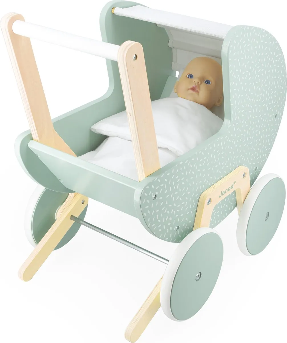 Janod Zen Poppenwagen - Hout - 42cm - 18+ maanden