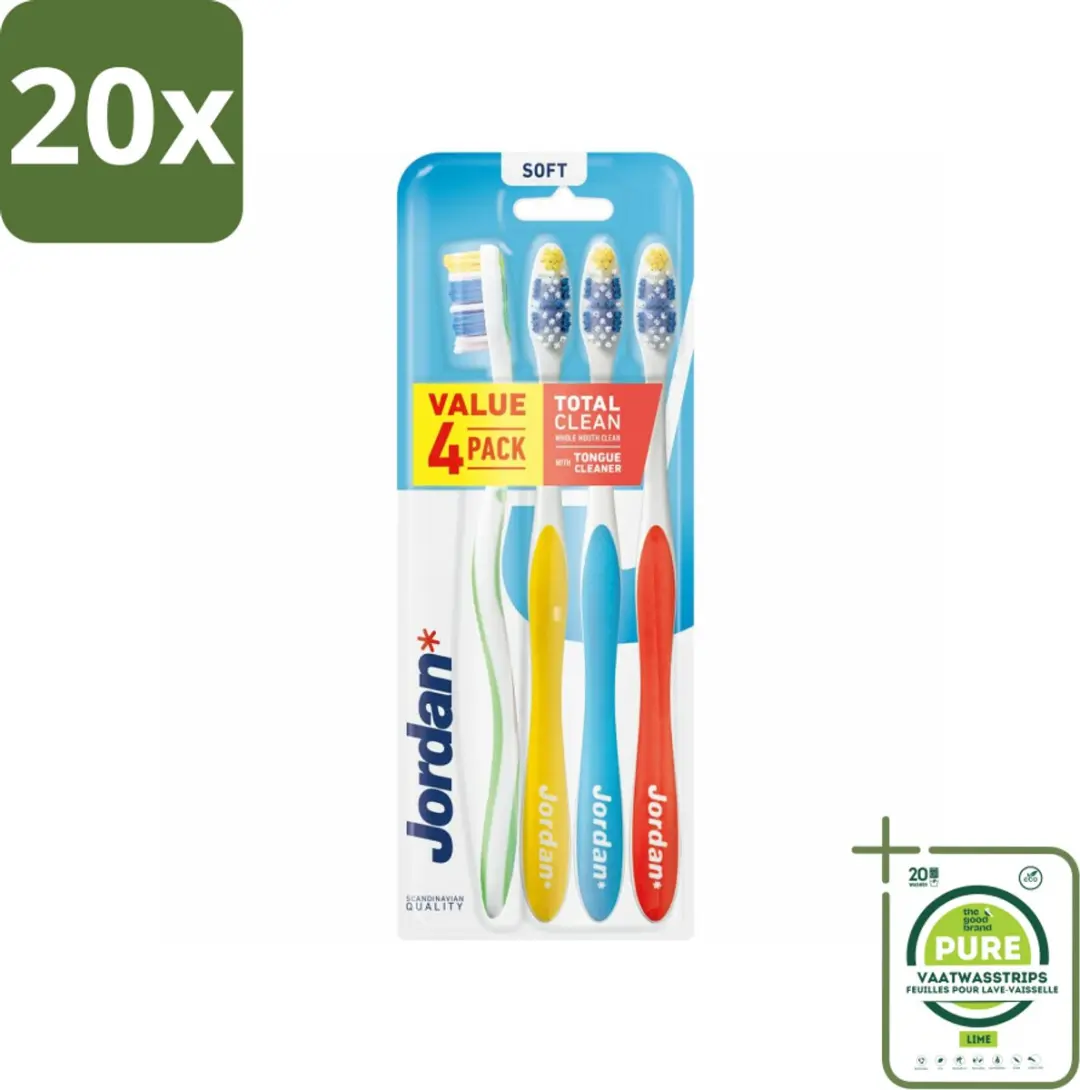 Jordan Tandenborstel Total Clean Soft 4-pack