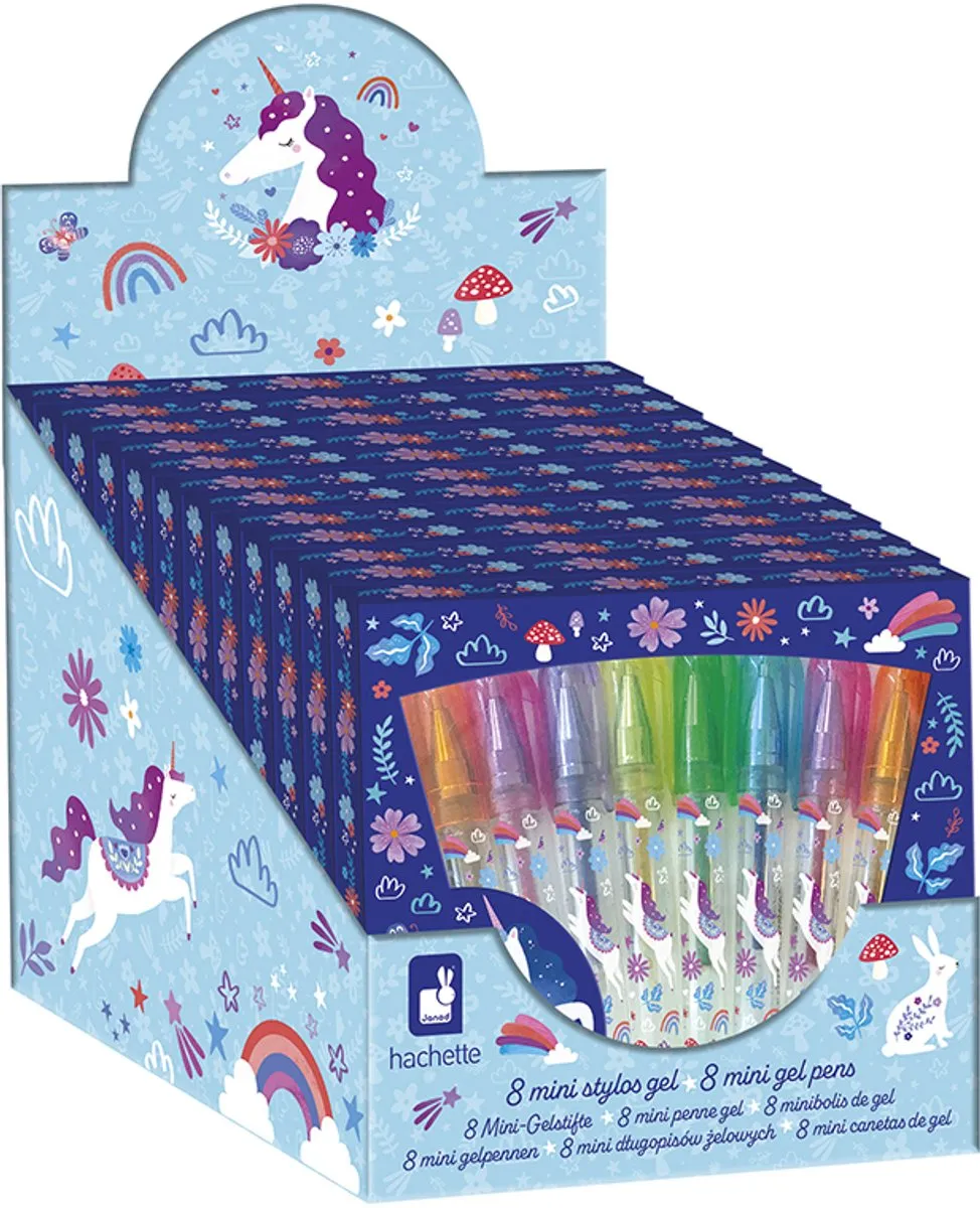Janod Dreamland Mini Unicorn Gelpennen - 8 Stuks - Multikleur