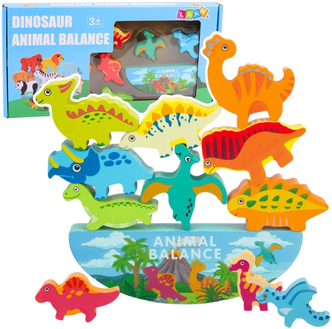 Lean Toys Dinosaurustoren Evenwichtsspel Houten Blokken