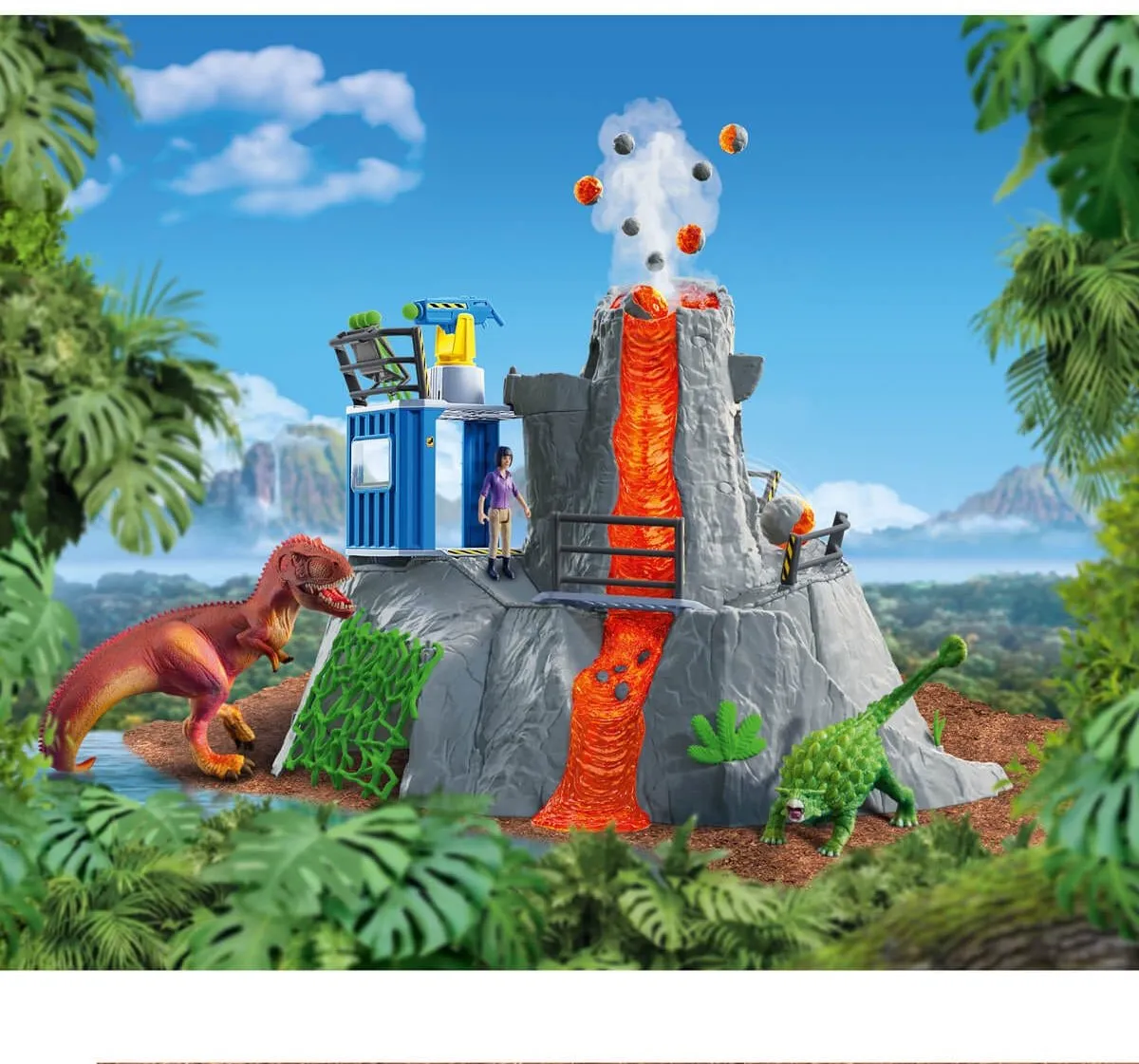 Schleich De Grote Vulkaan Expeditie 42564 - Dino Speelgoed - 60 Onderdelen - Multikleuren
