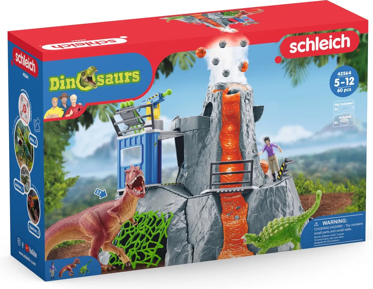 Schleich De Grote Vulkaan Expeditie 42564 - Dino Speelgoed - 60 Onderdelen - Multikleuren