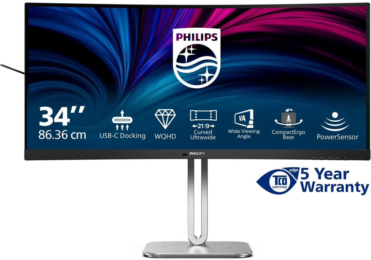Philips 34B2U5600C Curved Ultrawide Monitor 34 inch - USB-C 140W - KVM