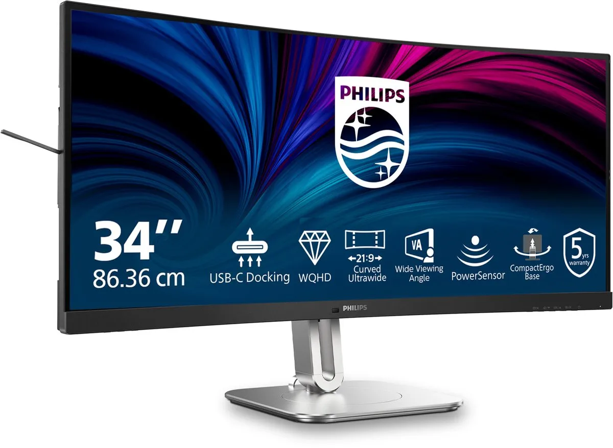 Philips 34B2U5600C Curved Ultrawide Monitor 34 inch - USB-C 140W - KVM - afbeelding 6 van 6