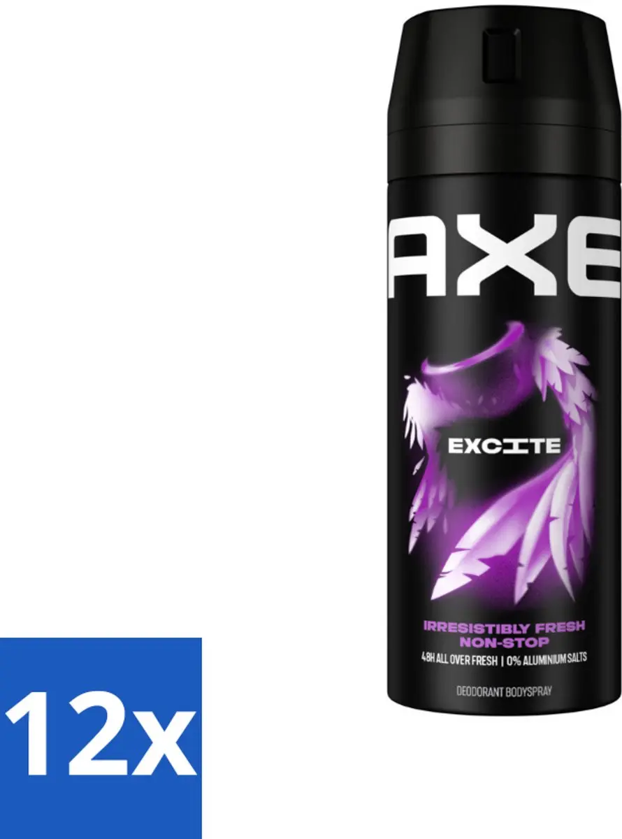 Axe Excite Bodyspray 150ml - 12 Stuks - Crisp Coconut & Black Pepper