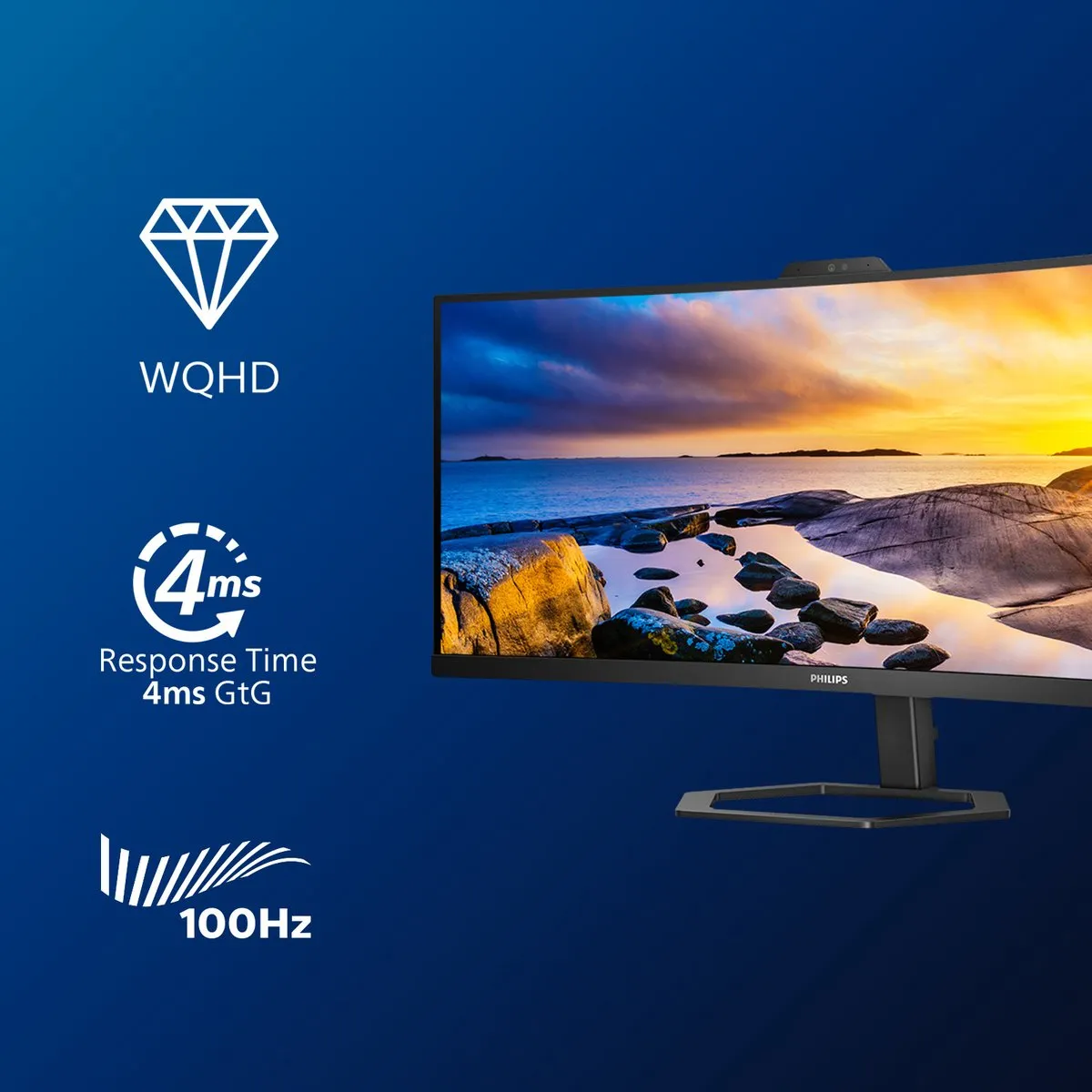 Philips 34E1C5600HE Curved Ultrawide Monitor 34" - QHD - USB-C 65W