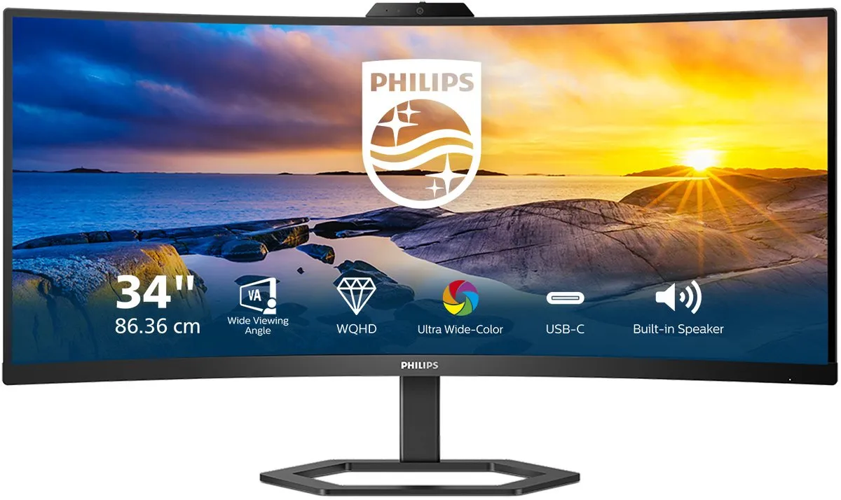 Philips 34E1C5600HE Curved Ultrawide Monitor 34" - QHD - USB-C 65W