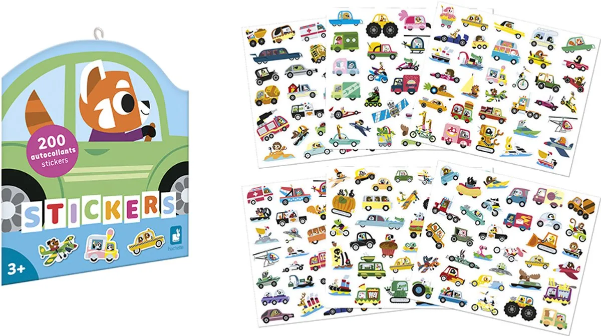 Janod Stickers Voertuigen 200 Stuks - Multicolor