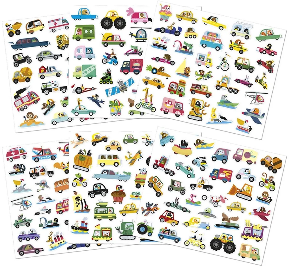 Janod Stickers Voertuigen 200 Stuks - Multicolor