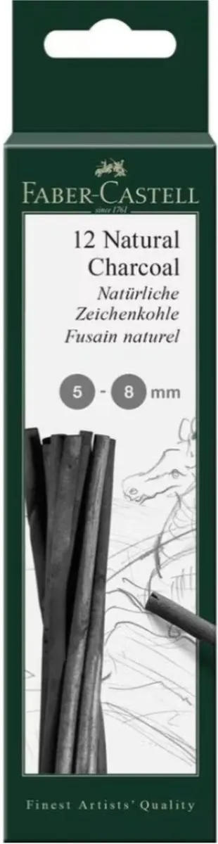 Faber-Castell Houtskool Staafjes 12 Stuks