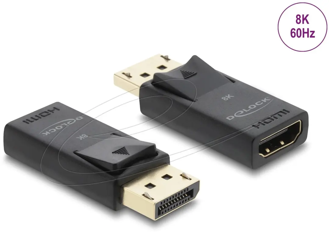 Delock 61084 DisplayPort 1.4 naar HDMI Adapter - 8K HDR - Zwart - afbeelding 2 van 3