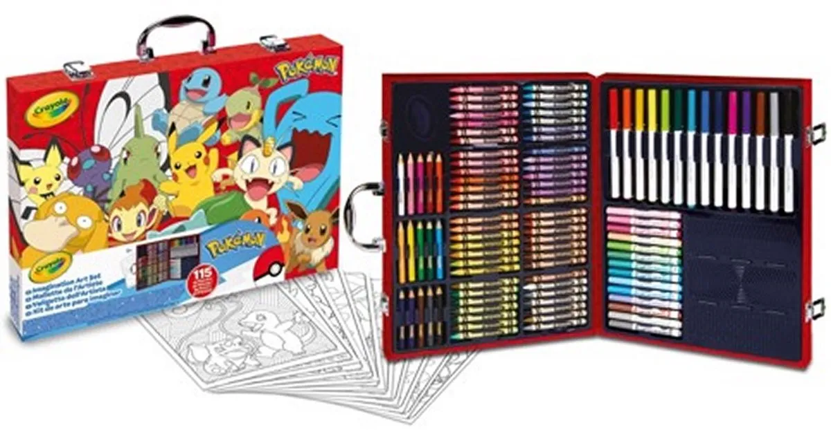 Crayola Pokémon Kunstenaarskoffer - 115-delig Veelkleurig