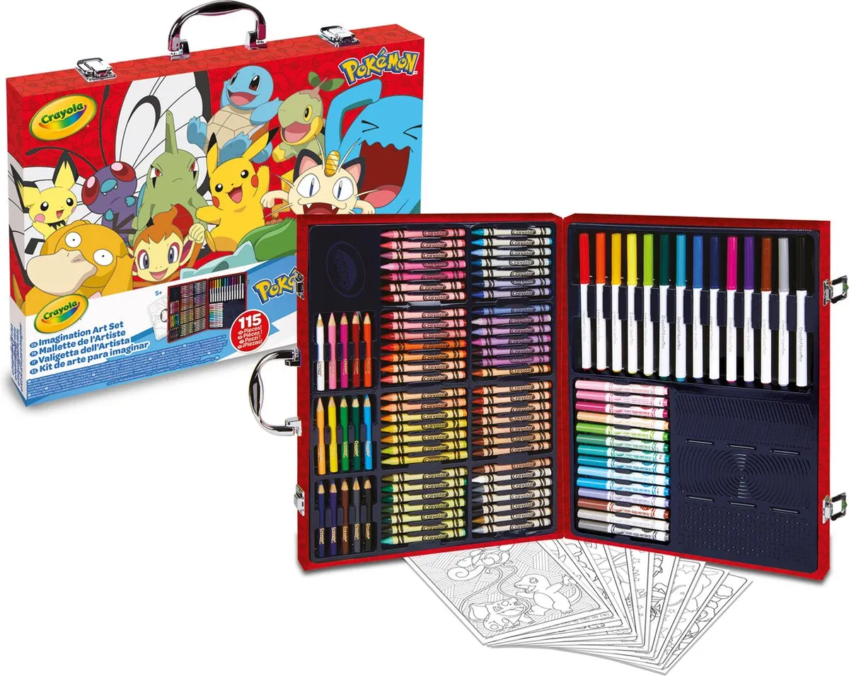 Crayola Pokémon Kunstenaarskoffer - 115-delig Veelkleurig